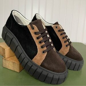 NWT Diane B REBAUND Platform Fashion Sneakers in Tri-Color Suede *Italy*